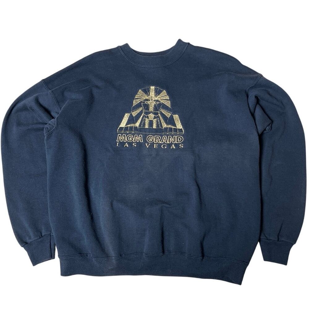 Vintage MGM Grand Las Vegas Embroidered Pullover Black Crewneck Size XL